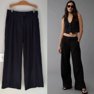 American Eagle Black Poppy Wide Leg Trousers